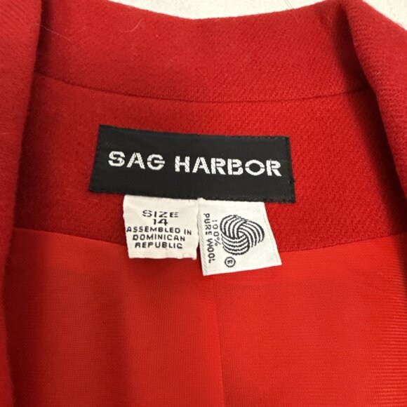 Sag Harbor 100% Wool Blazer Womens 14 Red One-Button V-Neck Collar Pocket Lined - Picture 3 of 9